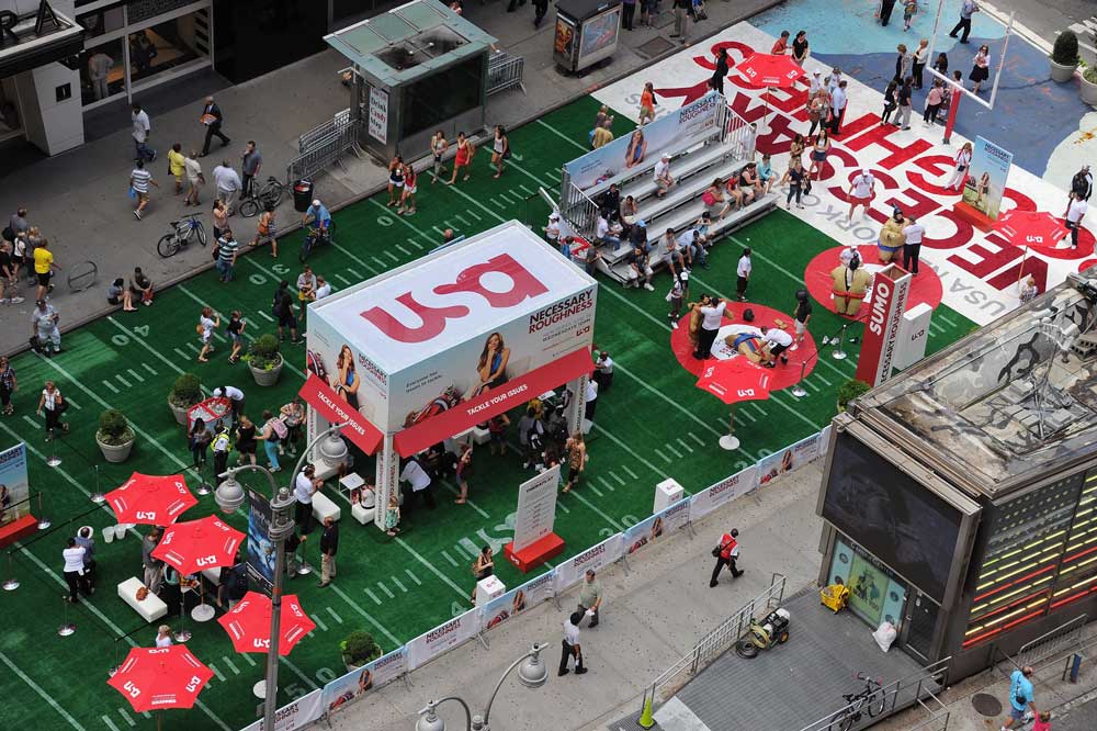 necessary roughness brand activity in Times Square
